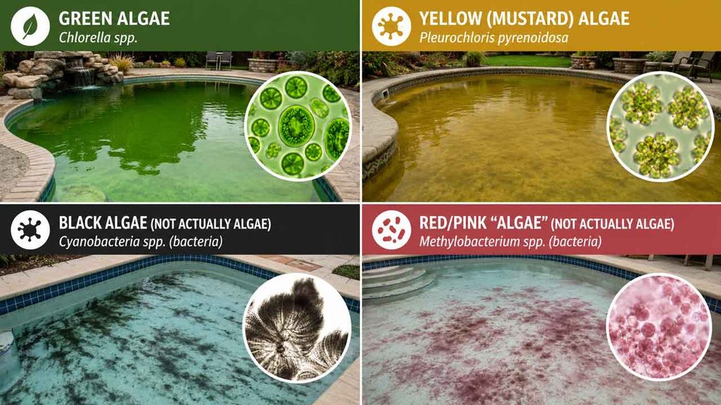 Types of Algae: Green Algae - Yellow (Mustard) Algae, Black Algae, Red/Pink Algae